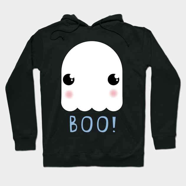 Cute Kawaii Halloween Ghost Boo Hoodie by LovableDuck